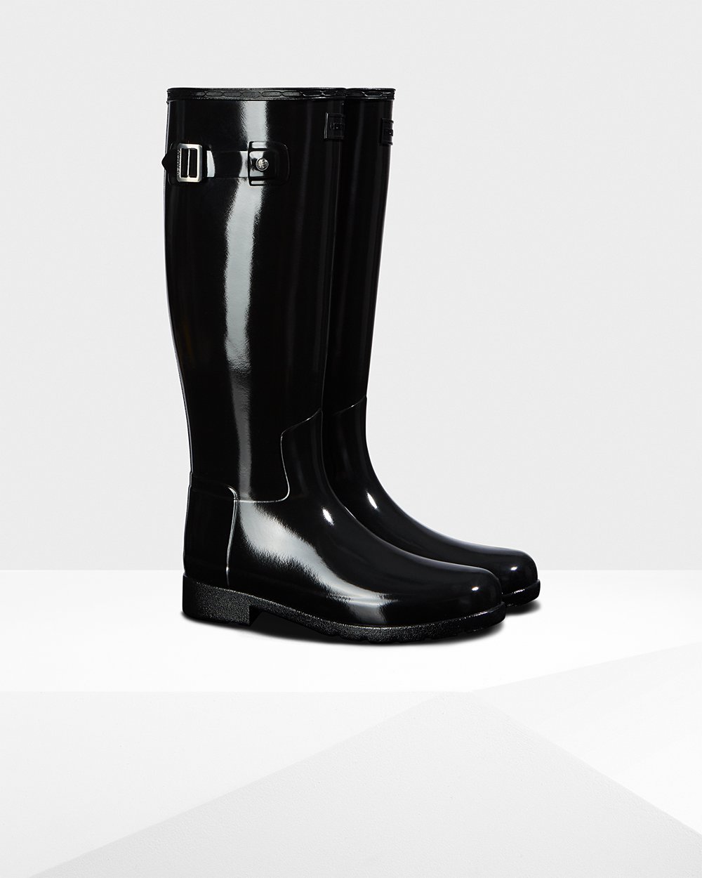 Womens Tall Rain Boots - Hunter Original Refined Gloss (45IMDBFGW) - Black